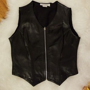 EUC Vintage Leather Zip Up Vest Tank Top XS